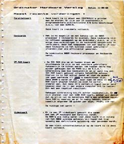 status report, page 1
